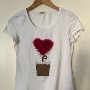 White top with heart pattern
